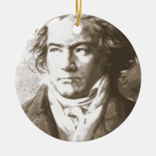 Beethoven in Sepia Keramisch Ornament (Voorkant)
