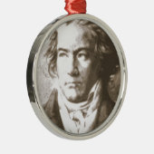 Beethoven in Sepia Metalen Ornament (Rechts)
