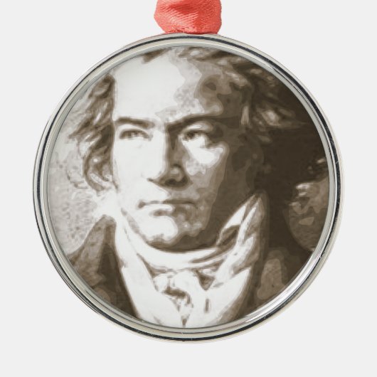Beethoven in Sepia Metalen Ornament (Voorkant)