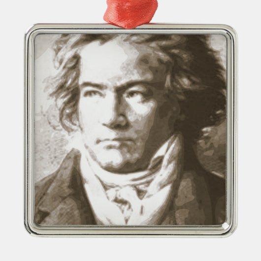 Beethoven in Sepia Metalen Ornament (Voorkant)