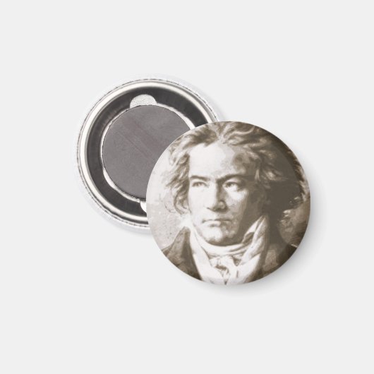 Beethoven in Sepia Pinback Magneet (Voorkant / Achterkant)