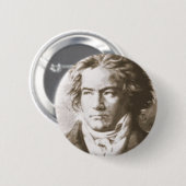 Beethoven in Sepia Ronde Button 5,7 Cm (Voorkant /achterkant)