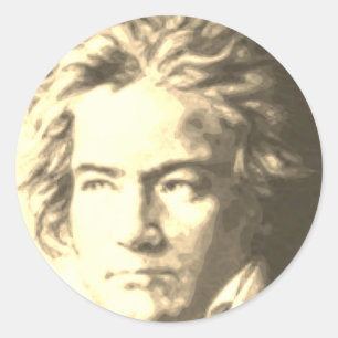 Beethoven in Sepia Ronde Sticker