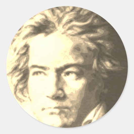 Beethoven in Sepia Ronde Sticker (Voorkant)