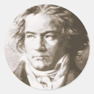 Beethoven in Sepia Ronde Sticker