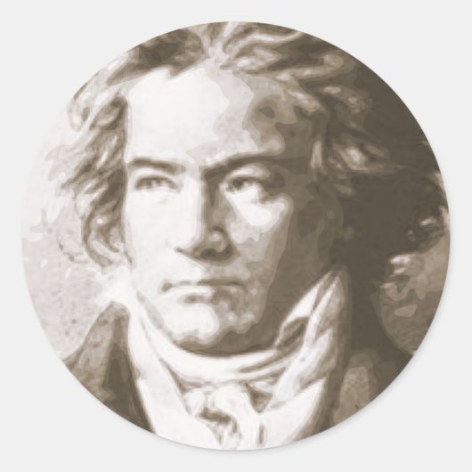 Beethoven in Sepia Ronde Sticker (Voorkant)