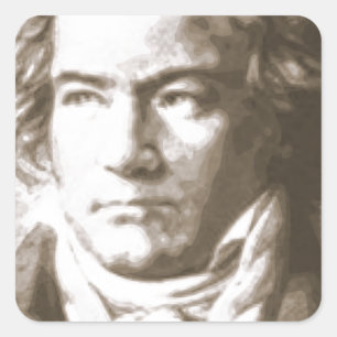 Beethoven in Sepia Vierkante Sticker