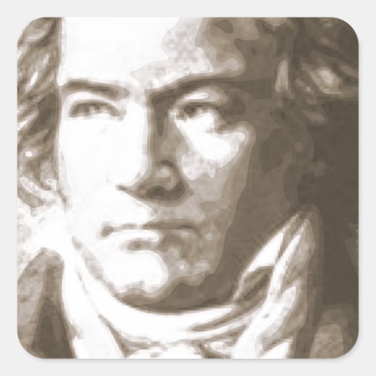 Beethoven in Sepia Vierkante Sticker (Voorkant)