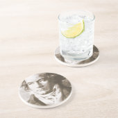 Beethoven in Sepia Zandsteen Onderzetter (Zijkant)