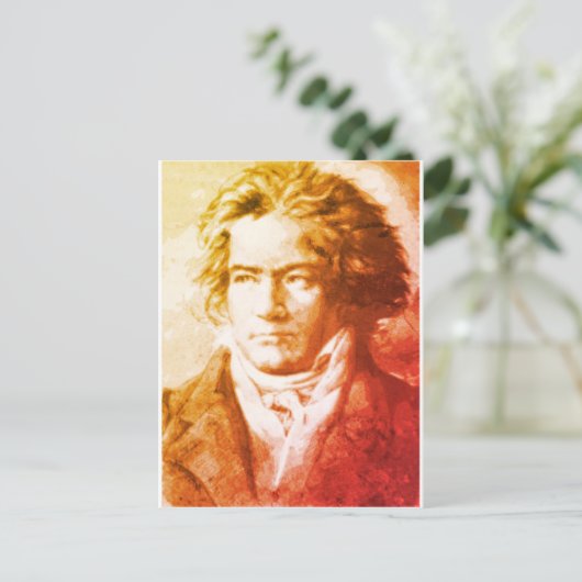 Beethoven in  stijlprint briefkaart (Staand voorkant)