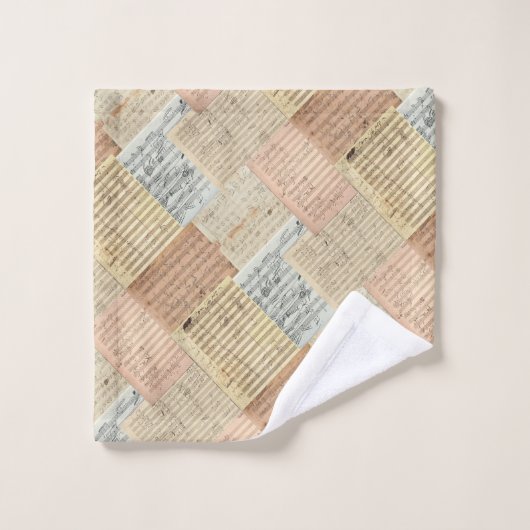 Beethoven Manuscript Medley Patchwork Effect Bad Handdoek (Wasdoekje)