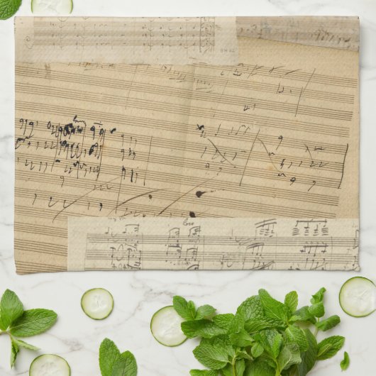 Beethoven Manuscript Medley Theedoek (Gevouwen)