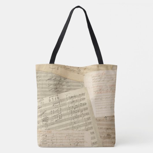 Beethoven Music Manuscripts Collage Tote Bag (Achterkant)