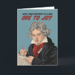 Beethoven Ode aan Joy Birthday Gevouwen Wenskaart Kaart<br><div class="desc">De perfecte kaart voor alle klassieke muziekliefhebbers, die het werk van Ludwig van Beethoven bewonderen. Deze kaart toont een portret van de geniale componist naast de tekst "Hope your Birthday is a real ode to Joy", die verwijst naar een van zijn beroemdste muziekstukken.</div>
