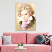 Beethoven op Canvas - Waterverf stijl Afdruk (Insitu (Woonkamer))