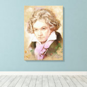 Beethoven op Canvas - Waterverf stijl Afdruk (Insitu (Houten vloer))