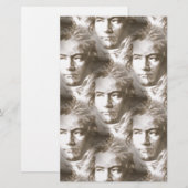 Beethoven Portrait Pattern Briefpapier (Voorkant / Achterkant)
