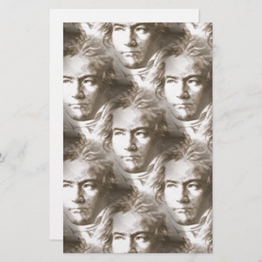 Beethoven Portrait Pattern Briefpapier (Voorkant / Achterkant)