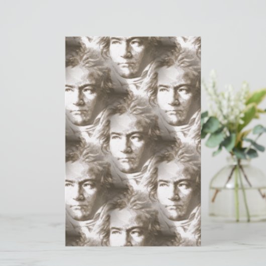 Beethoven Portrait Pattern Briefpapier (Staand voorkant)