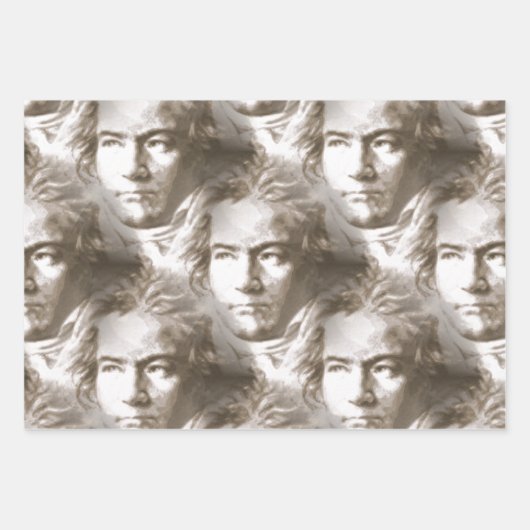 Beethoven Portrait Pattern Inpakpapier Vel (Voorkant 3)