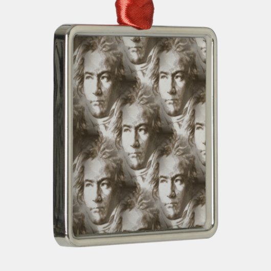 Beethoven Portrait Pattern Metalen Ornament (Rechts)