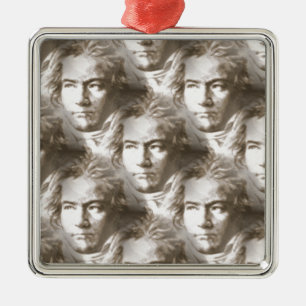 Beethoven Portrait Pattern Metalen Ornament