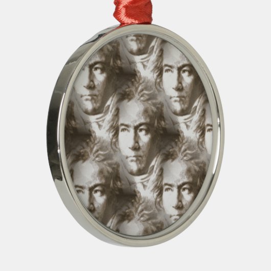 Beethoven Portrait Pattern Metalen Ornament (Rechts)