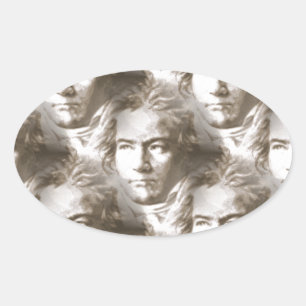 Beethoven Portrait Pattern Ovale Sticker