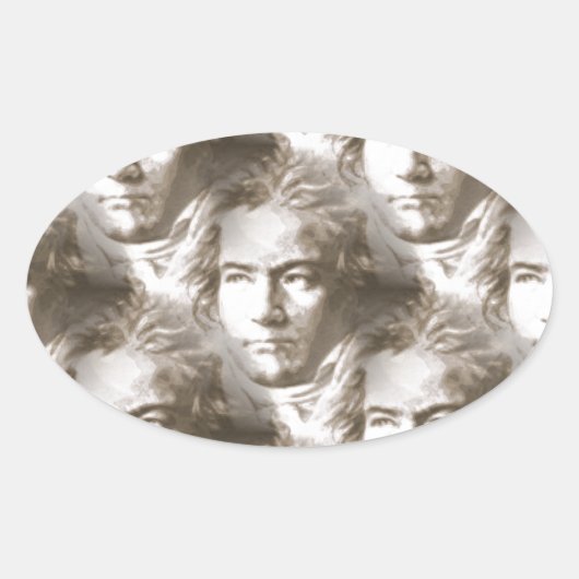 Beethoven Portrait Pattern Ovale Sticker (Voorkant)