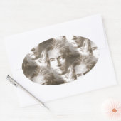 Beethoven Portrait Pattern Ovale Sticker (Envelop)