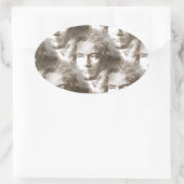 Beethoven Portrait Pattern Ovale Sticker (Tas)