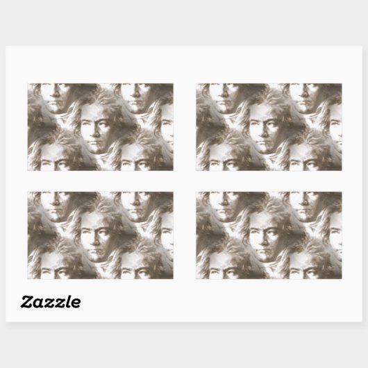 Beethoven Portrait Pattern Rechthoekige Sticker (Vel)