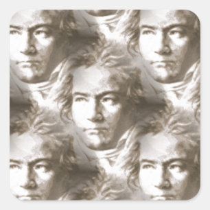 Beethoven Portrait Pattern Vierkante Sticker