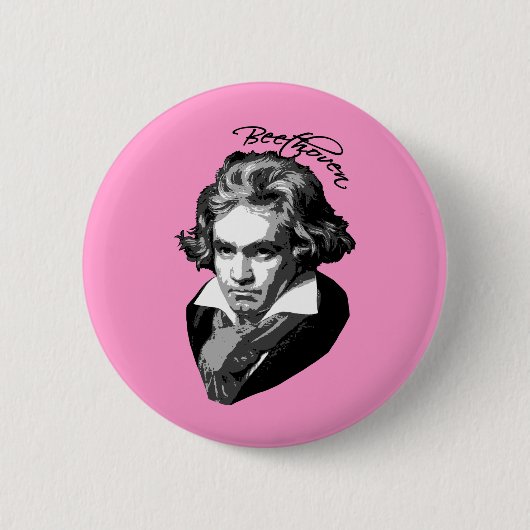 Beethoven Portret op T-shirten, -Mokken, -cadeaus Ronde Button 5,7 Cm (Voorkant)