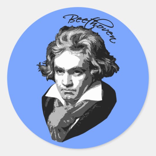 Beethoven Portret op T-shirten, -Mokken, -cadeaus Ronde Sticker (Voorkant)