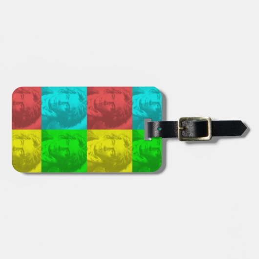 Beethoven portret op vierkantjes bagagelabel (Voorkant horizontaal)