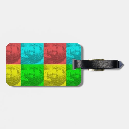 Beethoven portret op vierkantjes bagagelabel (Achterkant horizontaal)