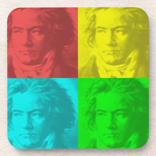 Beethoven portret op vierkantjes bier onderzetter (Voorkant)