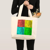 Beethoven portret op vierkantjes grote tote bag (Voorkant (product))