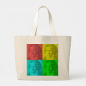 Beethoven portret op vierkantjes grote tote bag (Achterkant)