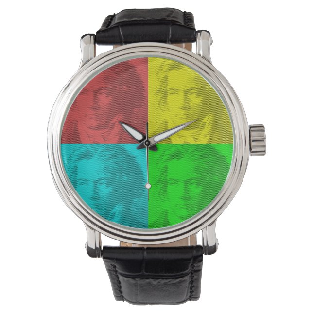 Beethoven portret op vierkantjes horloge (Voorkant)
