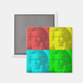 Beethoven portret op vierkantjes magneet (Voorkant / Achterkant)