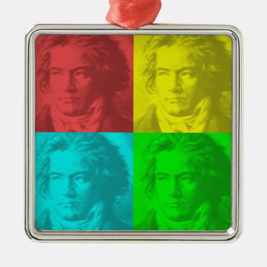 Beethoven portret op vierkantjes metalen ornament (Voorkant)