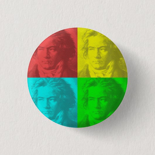 Beethoven portret op vierkantjes ronde button 3,2 cm (Voorkant)