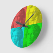 Beethoven portret op vierkantjes ronde klok (Hoek)