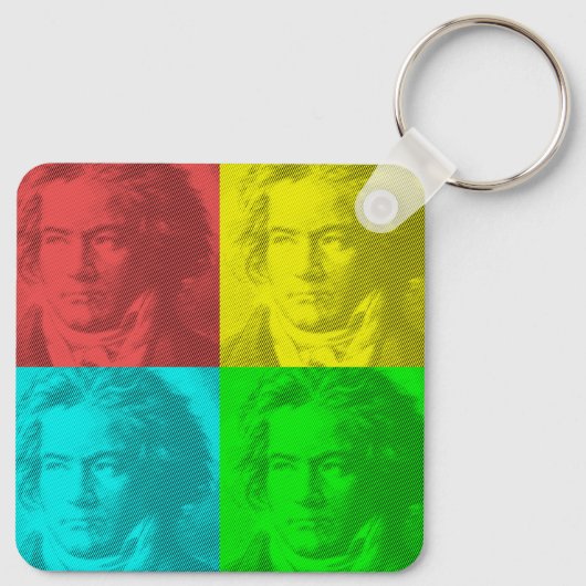 Beethoven portret op vierkantjes sleutelhanger (Achterkant)