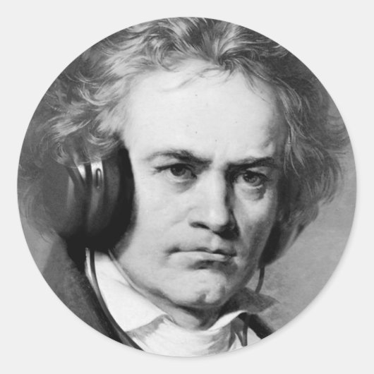 Beethoven Rocks Ronde Sticker (Voorkant)