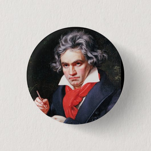 Beethoven schrijven ronde button 3,2 cm (Voorkant)
