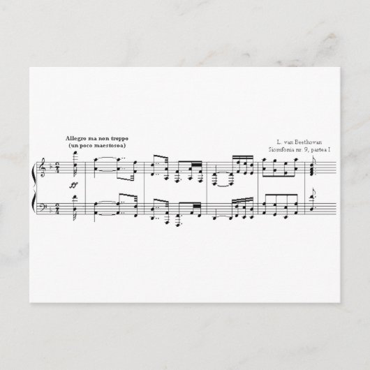 Beethoven Symfonie #9 (zwart) Briefkaart (Voorkant)