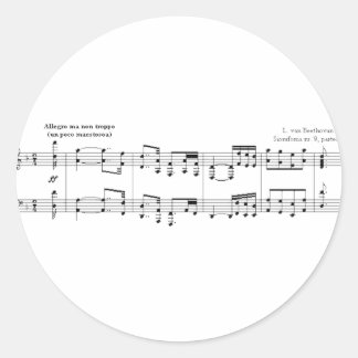 Beethoven Symfonie #9 (zwart) Ronde Sticker